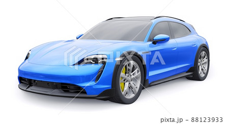 Blue electric sports wagon for urban and rural areas. 3d rendering. Blue electric sports wagon for urban and rural areas. 3d rendering. 88123933
