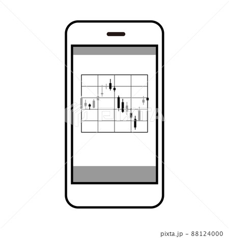 株価(FX)チャートが画面に表示されているスマホのイラスト(白背景・ベクター・切り抜き) 株価(FX)チャートが画面に表示されているスマホのイラスト(白背景・ベクター・切り抜き) 88124000