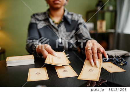 Fortune Teller Reading Cards Closeup Fortune Teller Reading Cards Closeup 88124293