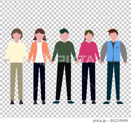 手を繋ぐ人々 大人の男女 仲良し イラスト 88124940