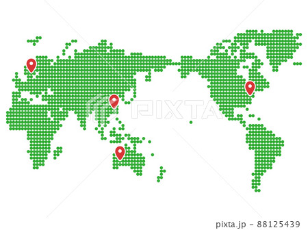 おおまかな世界地図を丸ドットで表現したイラスト(ピン・位置情報付き) おおまかな世界地図を丸ドットで表現したイラスト(ピン・位置情報付き) 88125439
