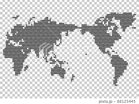 Illustration that expresses a rough world map with round dots Illustration that expresses a rough world map with round dots 88125445
