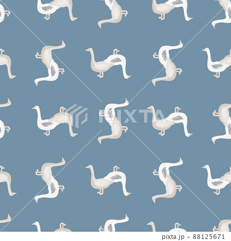 Seamless pattern of goose. Domestic animals on colorful background. Vector illustration for textile. Seamless pattern of goose. Domestic animals on colorful background. Vector illustration for textile. 88125671