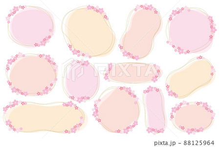ゆるい手書きの桜フレームセット/ピンク系 ゆるい手書きの桜フレームセット/ピンク系 88125964