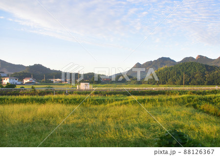 2021年。朝の山陽本線新山口駅から徳山駅までの車窓風景 2021年。朝の山陽本線新山口駅から徳山駅までの車窓風景 88126367