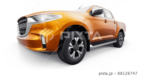 Mid-size modern pickup truck. 3D illustration Mid-size modern pickup truck. 3D illustration 88126747