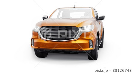 Mid-size modern pickup truck. 3D illustration Mid-size modern pickup truck. 3D illustration 88126748