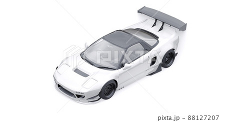 tuned sports racing car with arch extensions, air suspension and a huge spoiler. 3d rendering 88127207