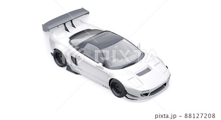 tuned sports racing car with arch extensions, air suspension and a huge spoiler. 3d rendering 88127208