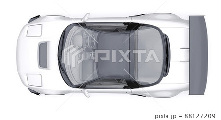 tuned sports racing car with arch extensions, air suspension and a huge spoiler. 3d rendering 88127209
