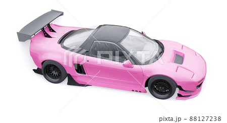 tuned sports racing car with arch extensions, air suspension and a huge spoiler. 3d rendering 88127238