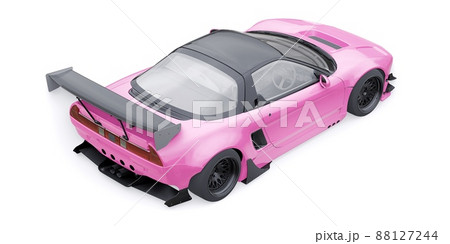 tuned sports racing car with arch extensions, air suspension and a huge spoiler. 3d rendering 88127244