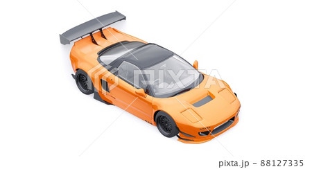 tuned sports racing car with arch extensions, air suspension and a huge spoiler. 3d rendering 88127335