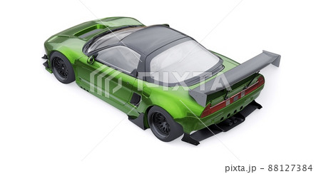 tuned sports racing car with arch extensions, air suspension and a huge spoiler. 3d rendering tuned sports racing car with arch extensions, air suspension and a huge spoiler. 3d rendering 88127384