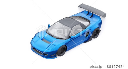 tuned sports racing car with arch extensions, air suspension and a huge spoiler. 3d rendering 88127424