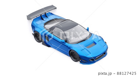 tuned sports racing car with arch extensions, air suspension and a huge spoiler. 3d rendering 88127425