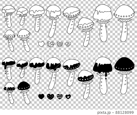 Handwritten illustration of a fictitious mushroom 02-line drawing 88128099