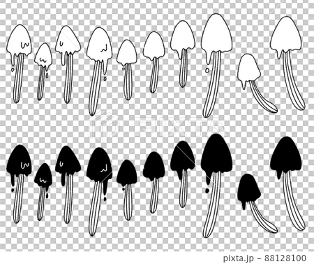 Handwritten illustration of a fictitious mushroom 01-line drawing 88128100