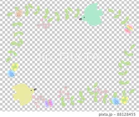 可愛的小鳥和復活節彩蛋手繪框架 88128455