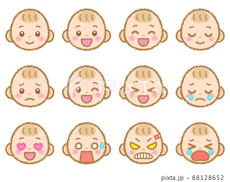 かわいい赤ちゃんの顔アイコン素材イラスト素材セット2のイラスト素材