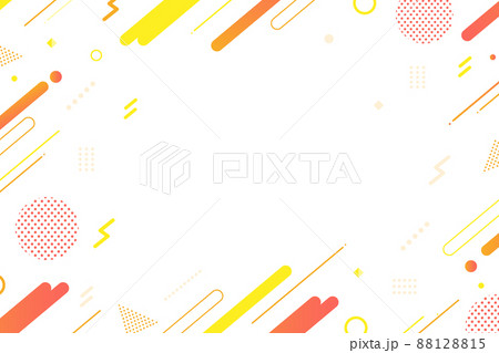 【オレンジ・黄系】幾何学模様背景・メンフィスのフレームパターン素材 88128815