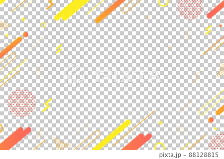 【オレンジ・黄系】幾何学模様背景・メンフィスのフレームパターン素材 88128815