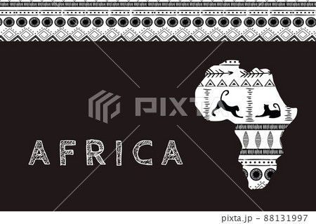 Continent Africa with patterns , vector illustration. Elements for design, vector illustration, African culture concept, logo