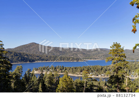 Sunny lake,high angle view of Big bear lake Sunny lake,high angle view of Big bear lake 88132734