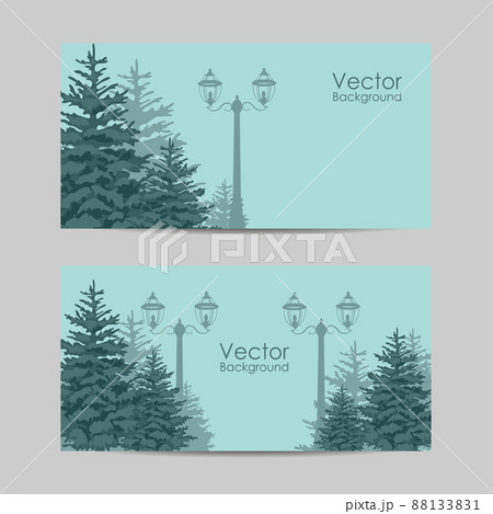 Set of horizontal banners. Outside park landscape. Set of horizontal banners. Outside park landscape. 88133831