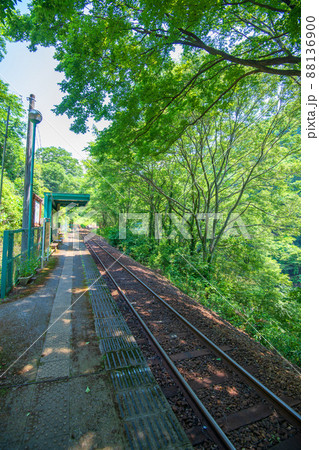 わたらせ渓谷鉄道 本宿駅ホームからの眺め わたらせ渓谷 初夏の風景 わたらせ渓谷鉄道 本宿駅ホームからの眺め わたらせ渓谷 初夏の風景 88136900
