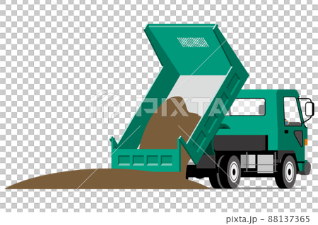 ダンプカー、サイドアングル、荷下ろし、イラスト 88137365