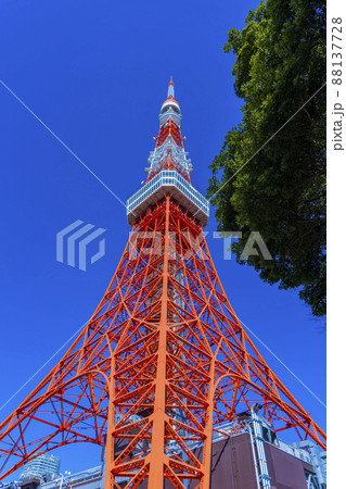 下から眺める観光名所の東京タワー「Tokyo Towerとうきょうタワー」 下から眺める観光名所の東京タワー「Tokyo Towerとうきょうタワー」 88137728