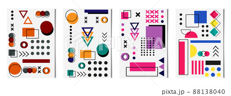 Set of 4 pcs abstract geometric shapes light backgrounds, templates for advertising, business cards, textures - Vector 88138040