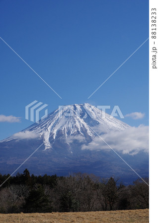 冠雪の富士山　朝霧高原からの眺め 88138233
