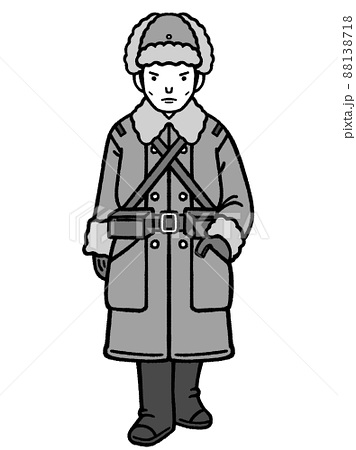 コートを着たモノクロ日本兵 88138718