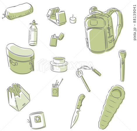 アウトドアグッズの2色線画イラスト アウトドアグッズの2色線画イラスト 88139041