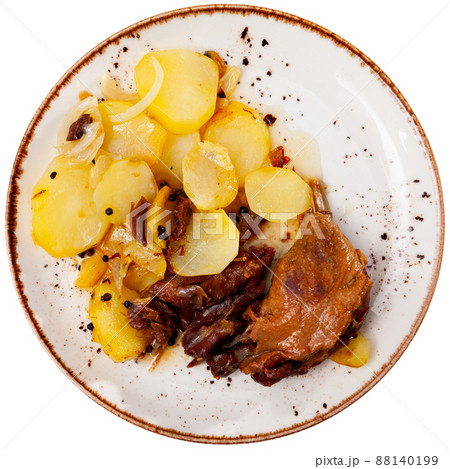 Portion of duck confit on table Portion of duck confit on table 88140199