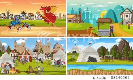 Set of different scene medieval 88140565