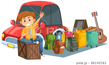 Man selling travel luggage and backpack Man selling travel luggage and backpack 88140583