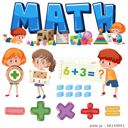 Math classroom objects with supplies and students 88140661