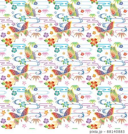 沖縄の伝統工芸琉球紅型のデザインイラスト 88140883