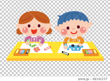 お絵描きをする子どもたち 88142257