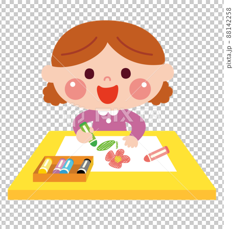 お絵描きをする女の子 88142258