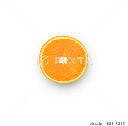 single orange slice isolated on white background single orange slice isolated on white background 88143816