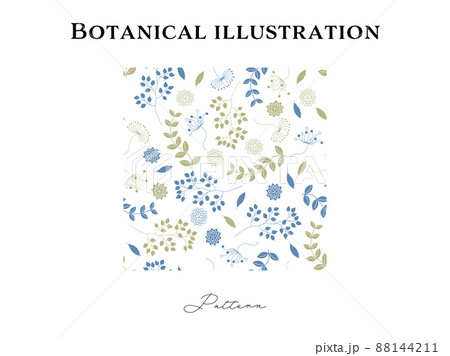ボタニカル柄のシームレスパターン 植物 のイラスト素材