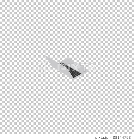 ノートパソコンのアイソメパース（右背面オープン）シルバー 88144798