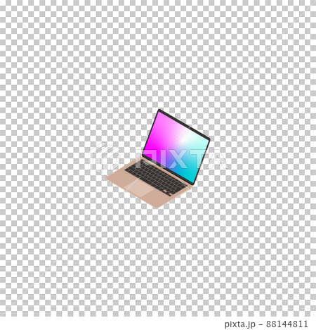 筆記本電腦等距（左前打開）金色 88144811