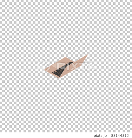 ノートパソコンのアイソメパース(左背面オープン)ゴールド ノートパソコンのアイソメパース(左背面オープン)ゴールド 88144813