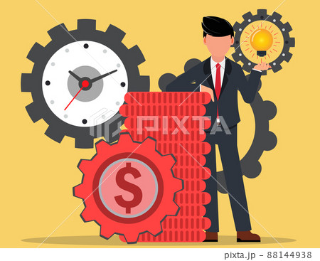 Businessman building mechanism. Economics and financial management concept 88144938