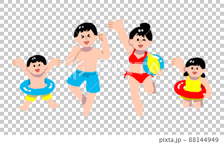 Family in the Swimming Pool. Stock Image - Image of color